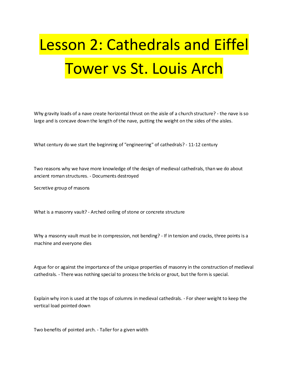 Preview image for Lesson 2: Cathedrals and Eiffel  Tower vs St. Louis Arch